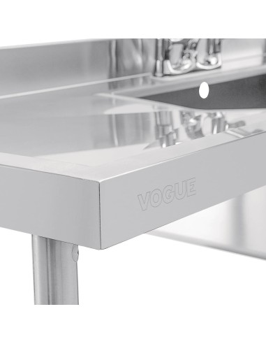 Plonge double inox Vogue 2400mm - 2 bacs + égouttoirs