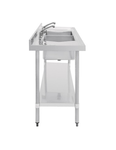 Plonge double inox Vogue 2400mm - 2 bacs + égouttoirs