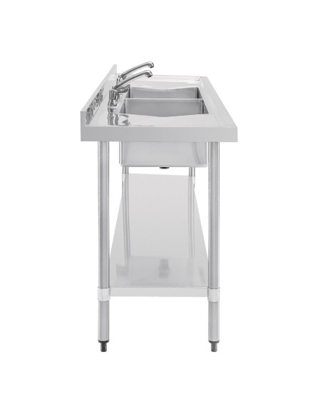 Plonge double inox Vogue 2400mm - 2 bacs + égouttoirs