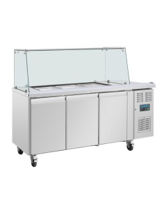 Comptoir à salade GN Polar 3 portes - 358 L, inox