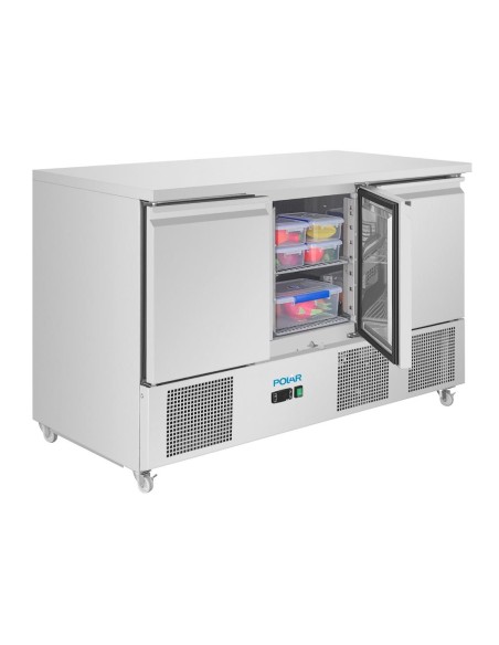 Comptoir à salade froid ventilé Polar Série U 3 portes - 400 L