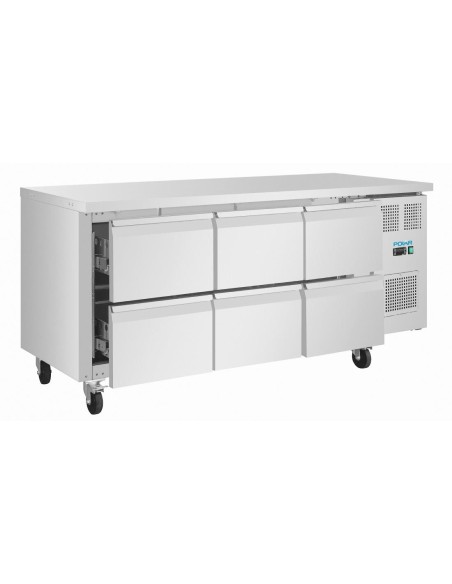 Table réfrigérée positive Polar 6 tiroirs GN - 158 L