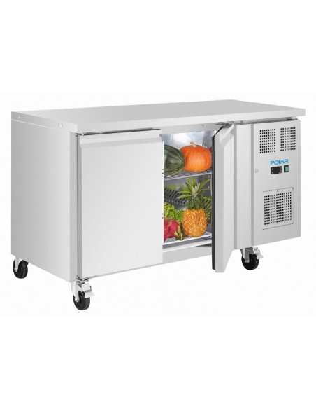 Table réfrigérée positive Polar 2 portes 155L - inox