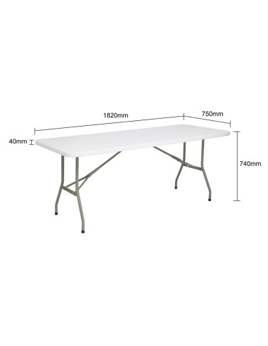 Table pliante rectangulaire Bolero blanche 1,8 m
