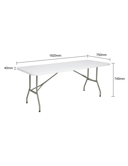 Table pliante rectangulaire Bolero blanche 1,8 m