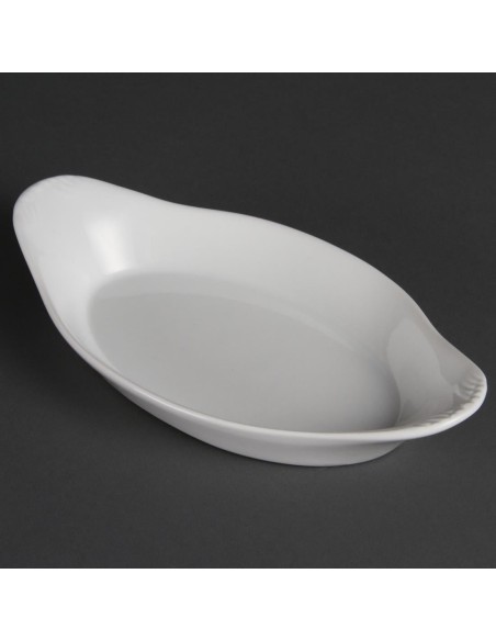 Plats ovales à oreilles blancs Olympia Whiteware 230x130 mm - lot de 6