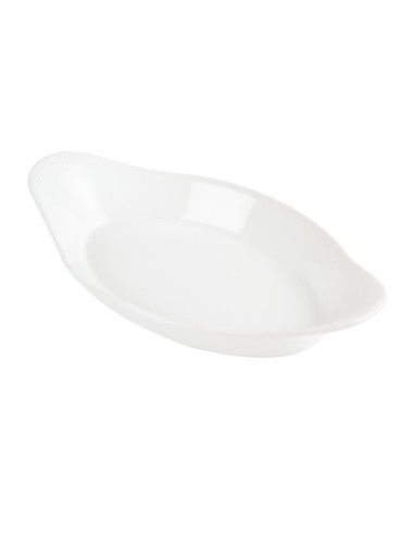 Plats ovales à oreilles blancs Olympia Whiteware 230x130 mm - lot de 6