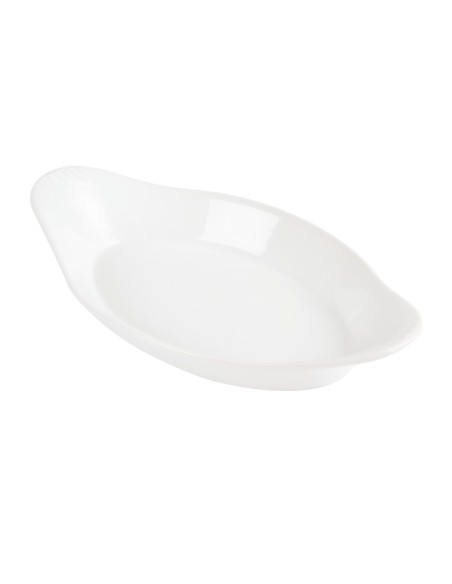 Plats ovales à oreilles blancs Olympia Whiteware 230x130 mm - lot de 6