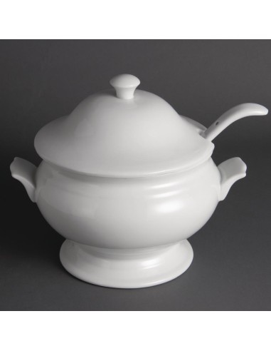 Soupière et louche Olympia Whiteware 2,5 L - Porcelaine blanche
