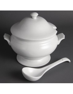 Soupière et louche Olympia Whiteware 2,5 L - Porcelaine blanche 2