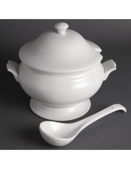 Soupière et louche Olympia Whiteware 2,5 L - Porcelaine blanche