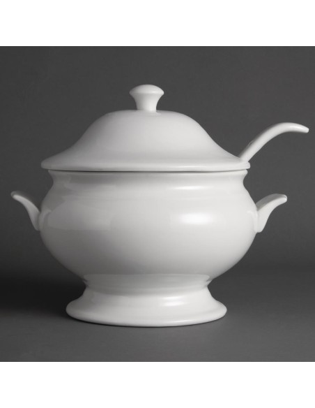 Soupière et louche Olympia Whiteware 2,5 L - Porcelaine blanche