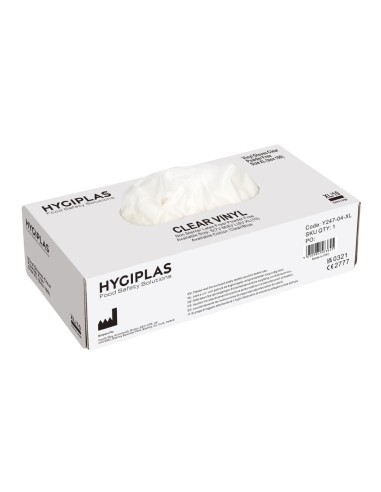 Gants vinyle Hygiplas XL - Lot de 100 - Sans poudre