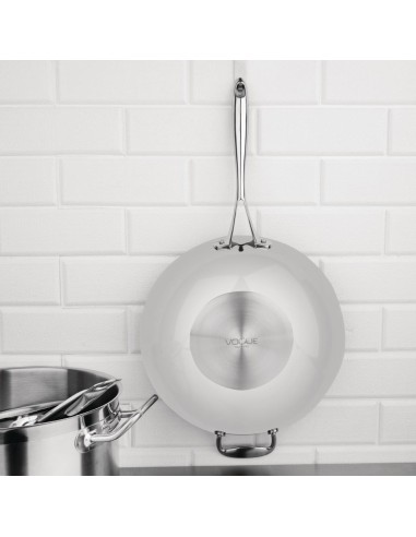 Wok triple épaisseur à fond plat Vogue 4,8 L