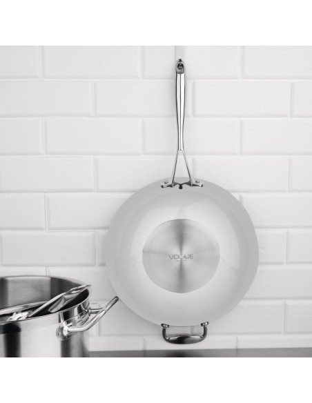 Wok triple épaisseur à fond plat Vogue 4,8 L