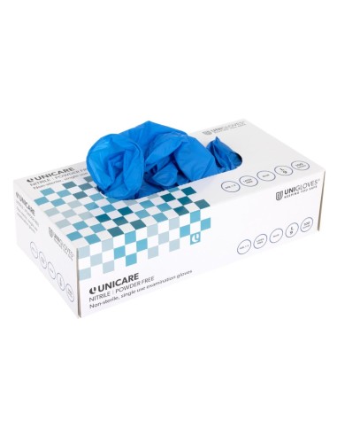 Gants nitrile non poudrés bleus XL - 100 pcs Unicare