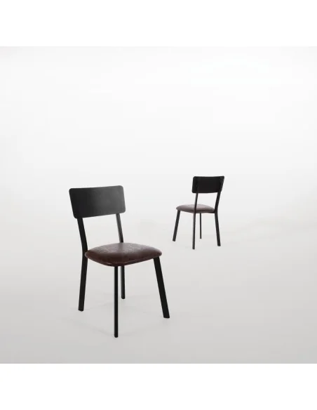 Chaises en metal assise PU moka vintage Bolero (lot de 4)