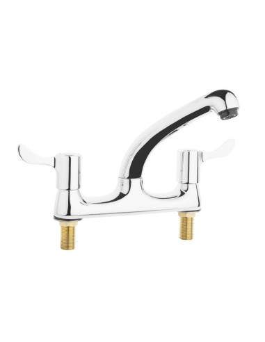 Double robinet mitigeur Vogue - 90° rotation, inox poli