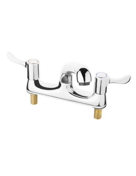 Double robinet mitigeur Vogue - 90° rotation, inox poli