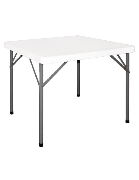 Table carrée pliante Bolero 86 cm blanche - Résistante et pratique