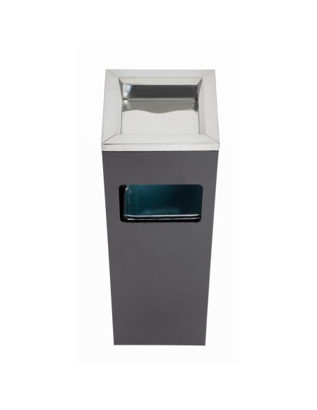 Cendrier poubelle carré Bolero 10 L - Inox