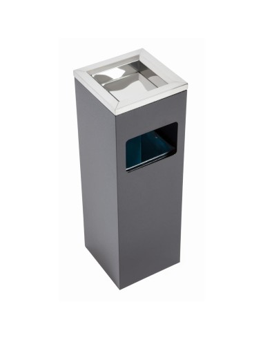 Cendrier poubelle carré Bolero 10 L - Inox