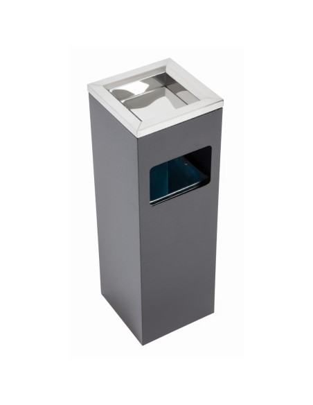 Cendrier poubelle carré Bolero 10 L - Inox