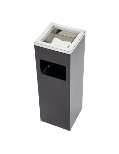 Cendrier poubelle carré Bolero 10 L - Inox