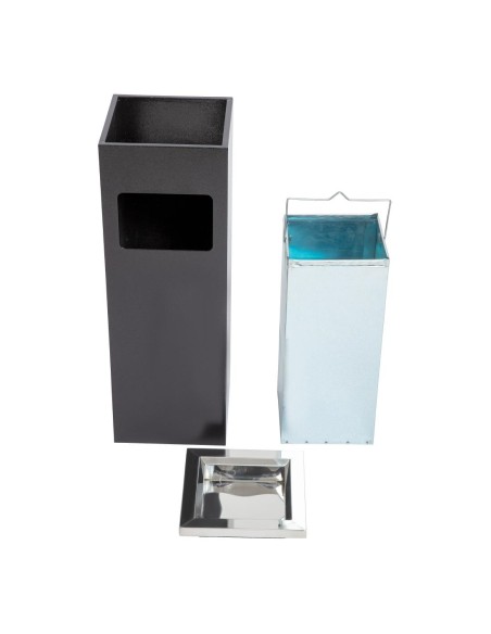 Cendrier poubelle carré Bolero 10 L - Inox