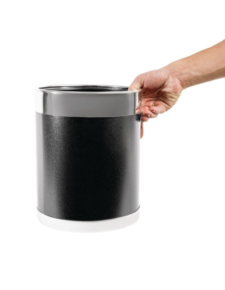 Corbeille à papier Bolero effet cuir 10,2L - Noir