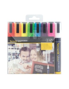 Feutres craie Securit 6mm lot de 8 - couleurs assorties