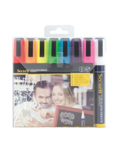 Feutres craie Securit 6mm lot de 8 - couleurs assorties