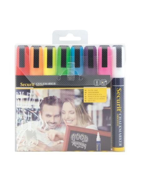 Feutres craie Securit 6mm lot de 8 - couleurs assorties