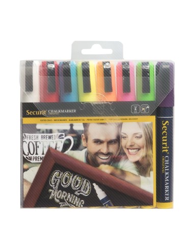 Feutres craie Securit 6mm lot de 8 - couleurs assorties