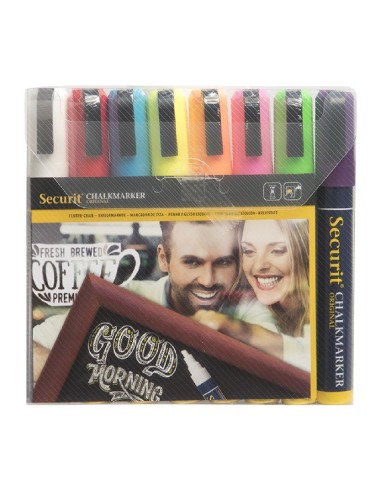 Feutres craie Securit 6mm lot de 8 - couleurs assorties