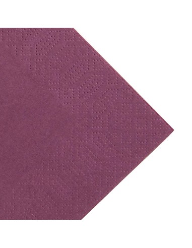 Serviettes restaurant 3 plis 1/8 Duni prune 40x40 cm - lot 1000