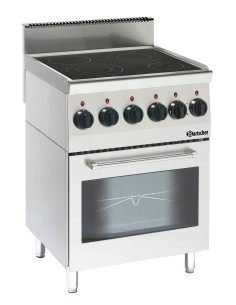 Fourneau vitrocéramique 600 Bartscher - 4 zones & four 58 L