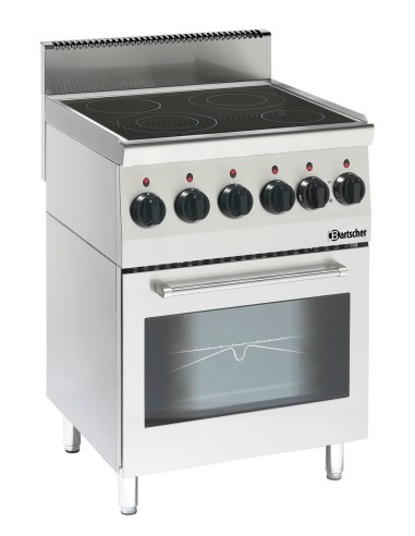 Fourneau vitrocéramique 600 Bartscher - 4 zones & four 58 L