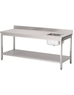 Table du chef avec bac à droite et dosseret Gastro M 850x1600x700mm