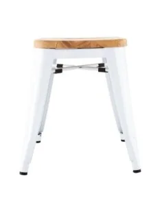 Tabourets bas Bolero Bistro avec coussin d'assise en bois blanc (paquet de 4) 2