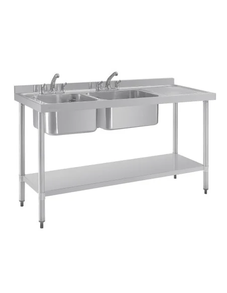 Plonge deux bacs égouttoir à droite Vogue 1500mm