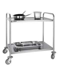 Grand chariot de débarrassage en acier inoxydable Vogue 2 niveaux 2