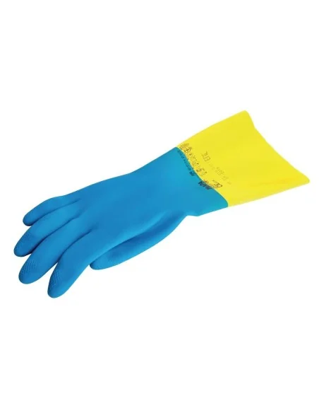 Gants étanches protection chimique légère bleus et jaunes Mapa Alto 405 L