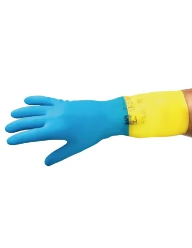 Gants étanches protection chimique légère bleus et jaunes Mapa Alto 405 XL