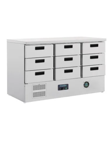 Table réfrigérée positive 9 tiroirs Polar série G 368L