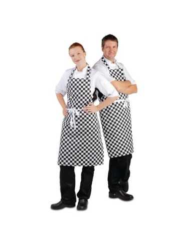 Tablier bavette Whites carreaux noirs et blancs