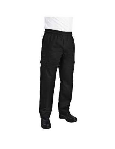 Pantalon de cuisine mixte Chef Works Slim Fit Cargo noir XXL