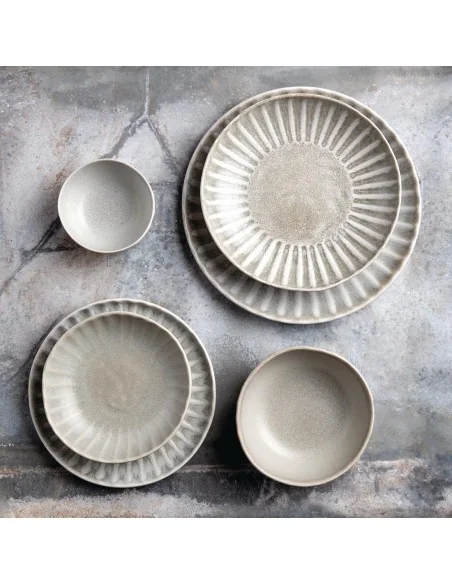 Assiettes plates Olympia Corallite grises 205 mm (lot de 6)