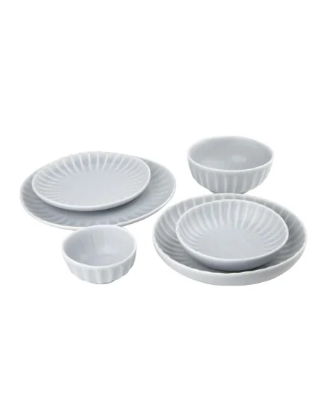 Assiettes plates Olympia Corallite grises 205 mm (lot de 6)