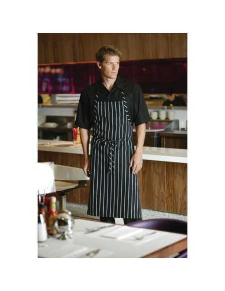 Tablier bavette tissé Chef Works Premium rayures noires et blanches